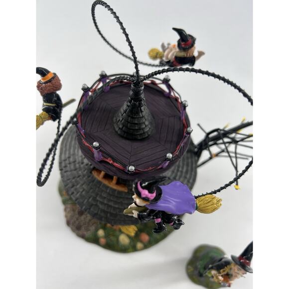 Dept 56 Halloween Snow Village House Witch Way Flight School Video Decoration - Picture 11 of 16